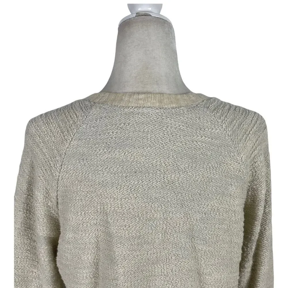 Anthropologie Amadi Calista Knit Faux Fur Cream Textured Sweater Cotton Small
